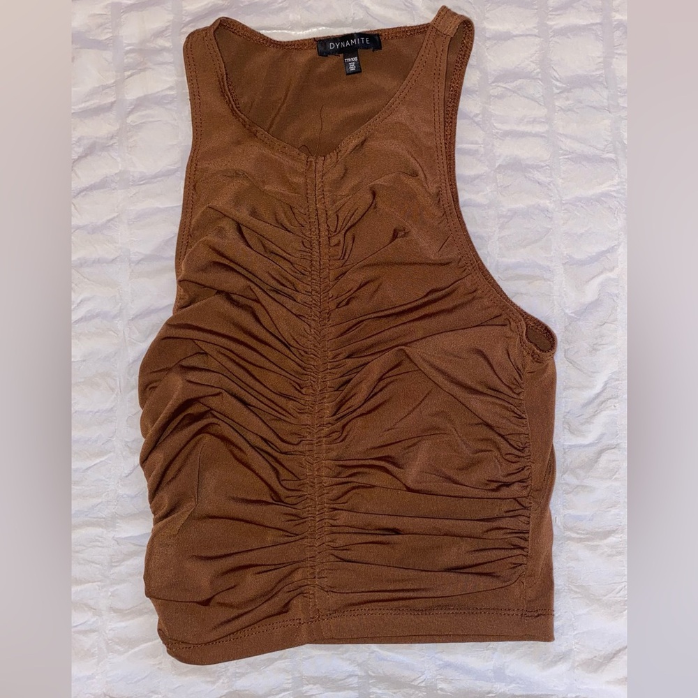 Brown ruched crop top